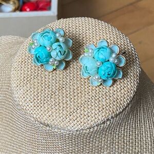Antique Teal Shell Earrings